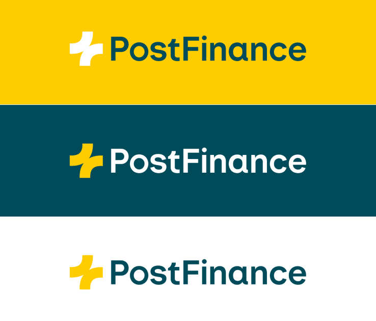 PostFinance-Logo in drei Farben
